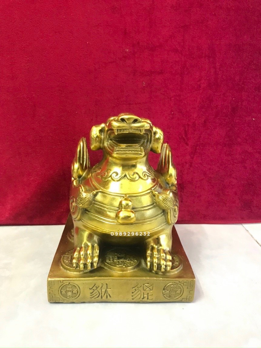 Tỳ Hưu bệ vuông bằng đồng cao 18cm - Tỳ hưu phong thủy đẹp