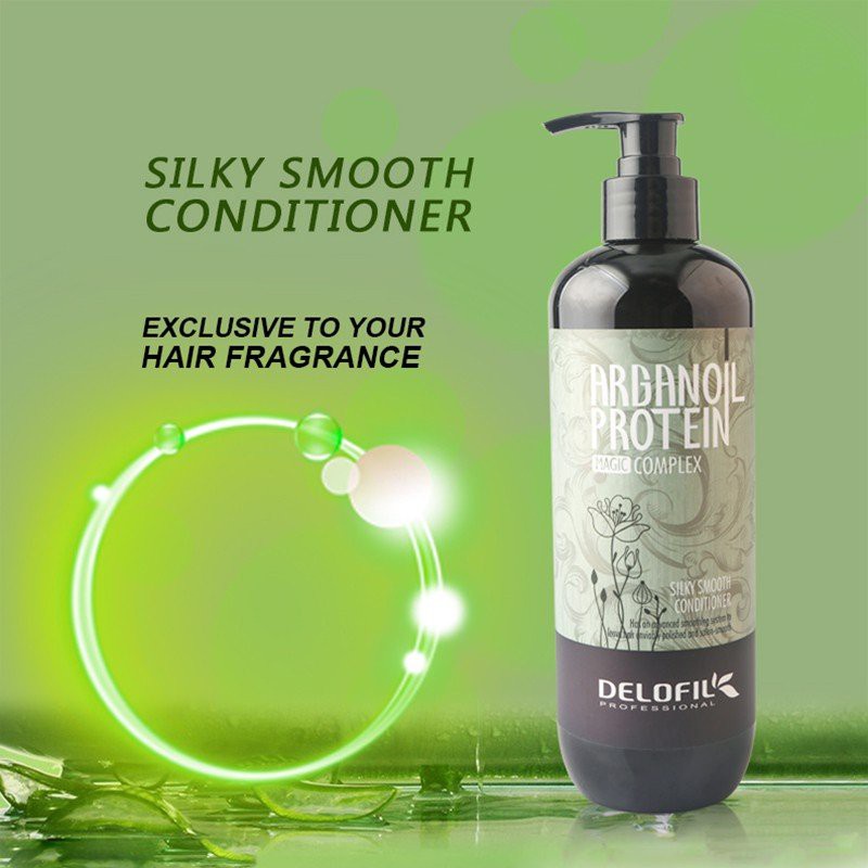 Dầu gội xả sạch gàu, kiềm dầu, mềm mượt chống gãy rụng phục hồi tóc Delofil Silky Smooth 500ml: