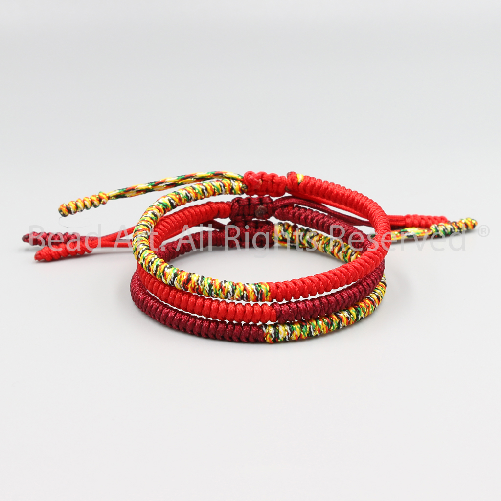 Combo 3 Vòng Tay Thắt Dây Chỉ Màu Tibet Handmade Đỏ, Ngũ Sắc, Mệnh Hỏa, Thổ, Vòng Tay Phong Thuỷ, Chuỗi Hạt - Bead Art