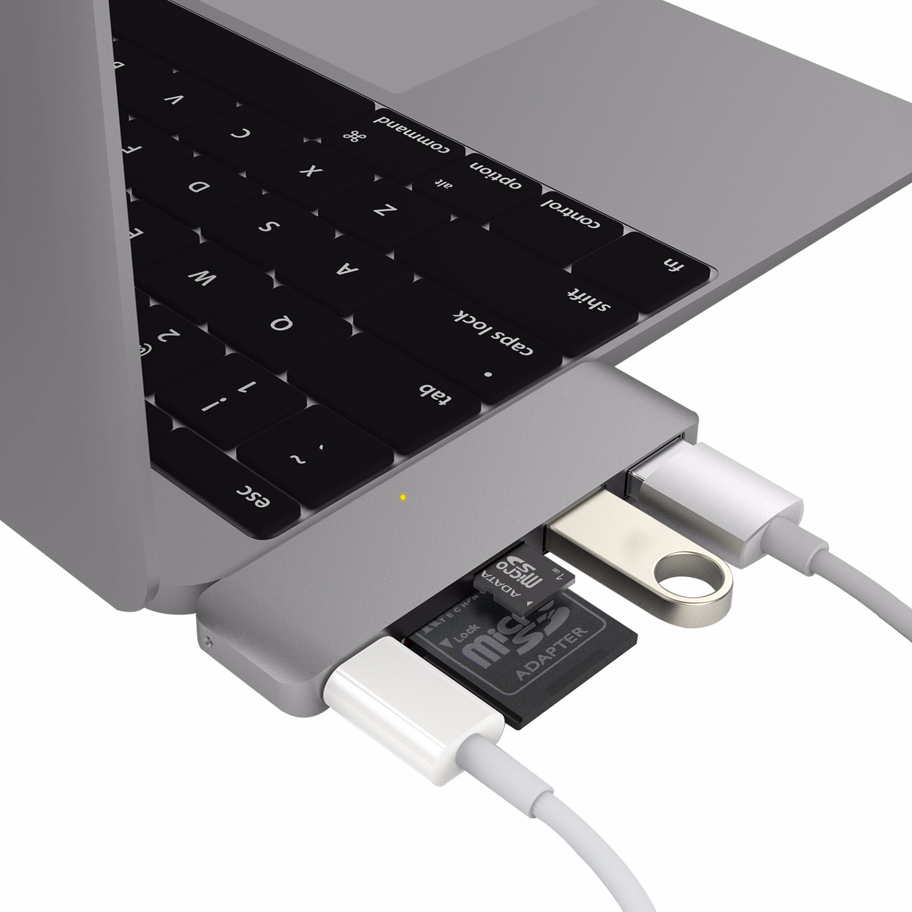 HYPERDRIVE USB TYPE-C 5-IN-1 HUB WITH PASS THROUGH CHARGING (FOR 2016 MACBOOK PRO &amp; 12″ MACBOOK, SURFACE) - Hàng Chính Hãng GN21B Gray