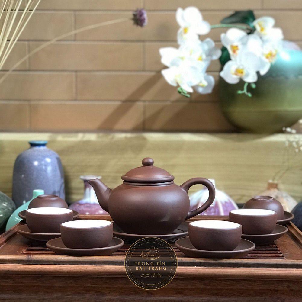 Bộ Ấm Chén Trà Đạo Gốm Tử Sa Bát Tràng Dáng Thủy Bình Dung Tích 350ml AVMT 50