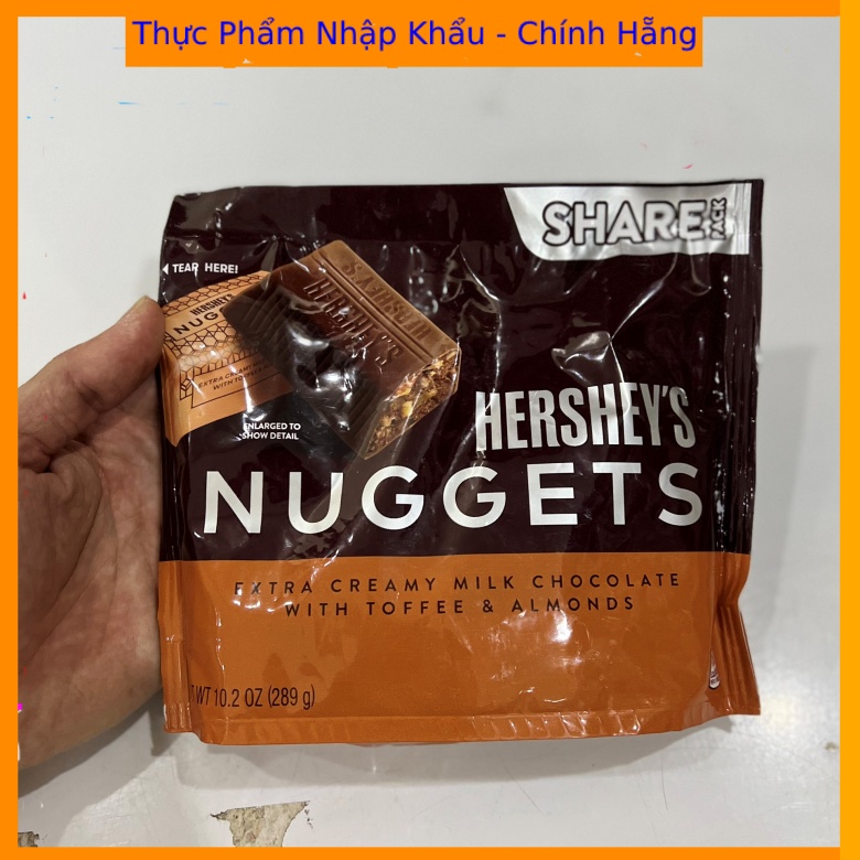 kẹo socola hershey's nuggets Milk/kisses/almond chocolate 289gr- Mỹ - Nuggets milk&amp;almonds