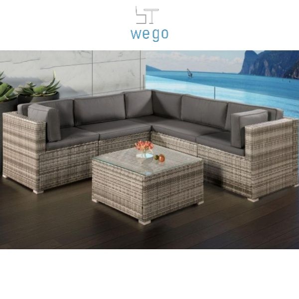 WEGO BỘ SOFA MÂY NHỰA NGOÀI TRỜI/ BỘ SOFA SÂN VƯỜN 5 CHỖ NGỒI//Outdoor Furniture Rattan Chair Sofa Set Balcony Table Garden Sofa 3 seater