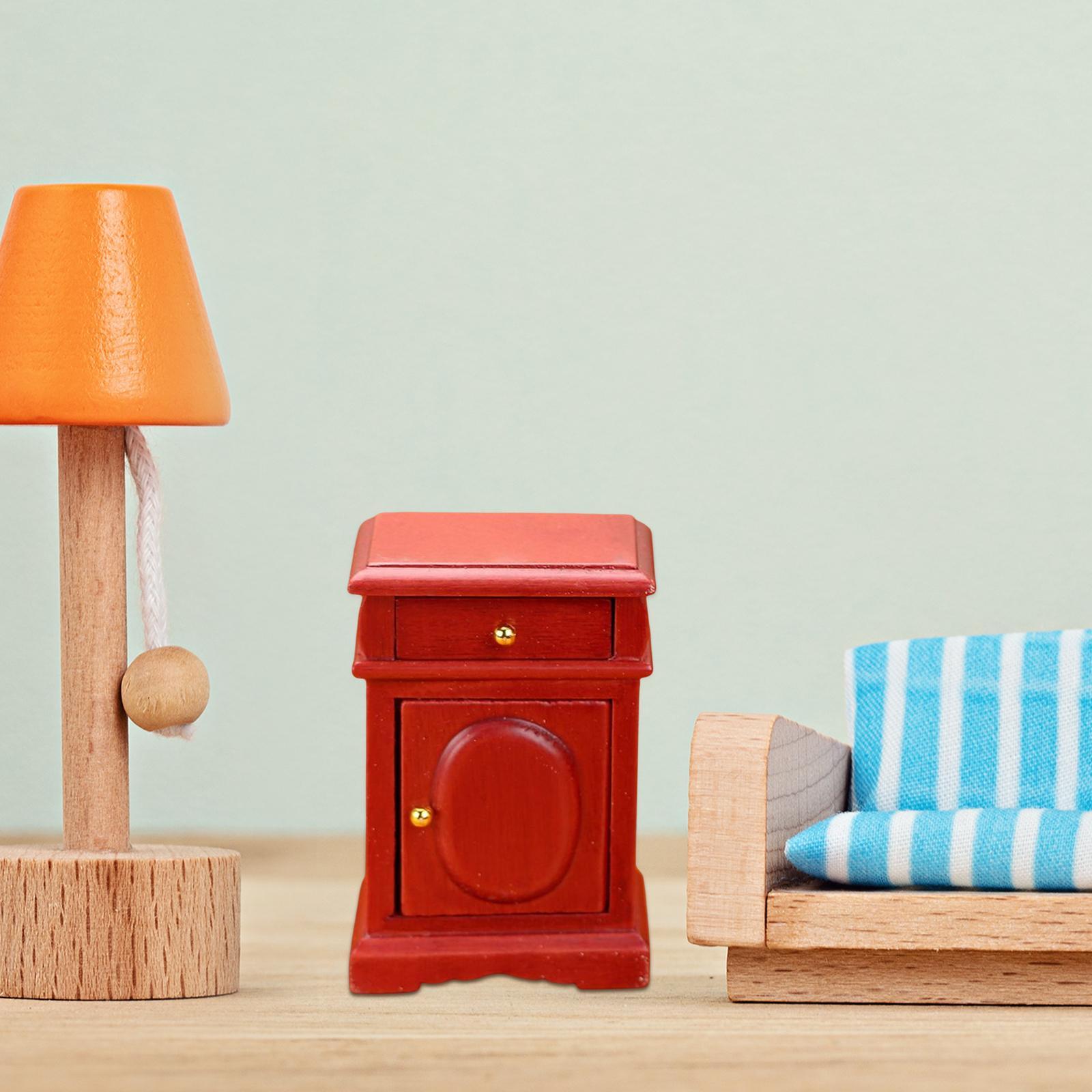 Miniature Wooden Bedside Table Bedroom Micro Landscape Furniture Decor