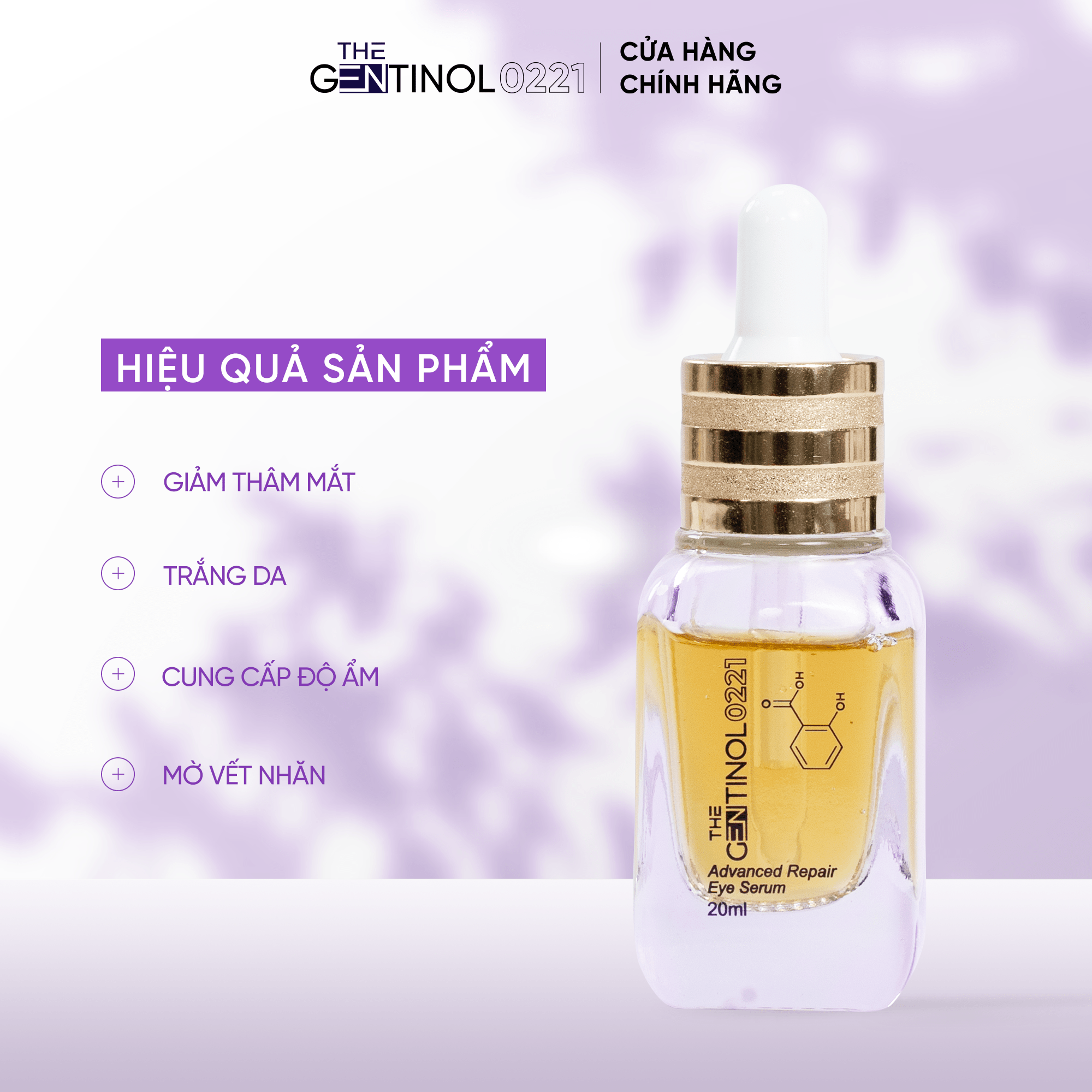 Serum Advanced Repair Eye Serum cải thiện vùng thâm, nám, nếp nhăn mắt, cung cấp độ ẩm giảm bong mắt The Gentinol 0221 20ml