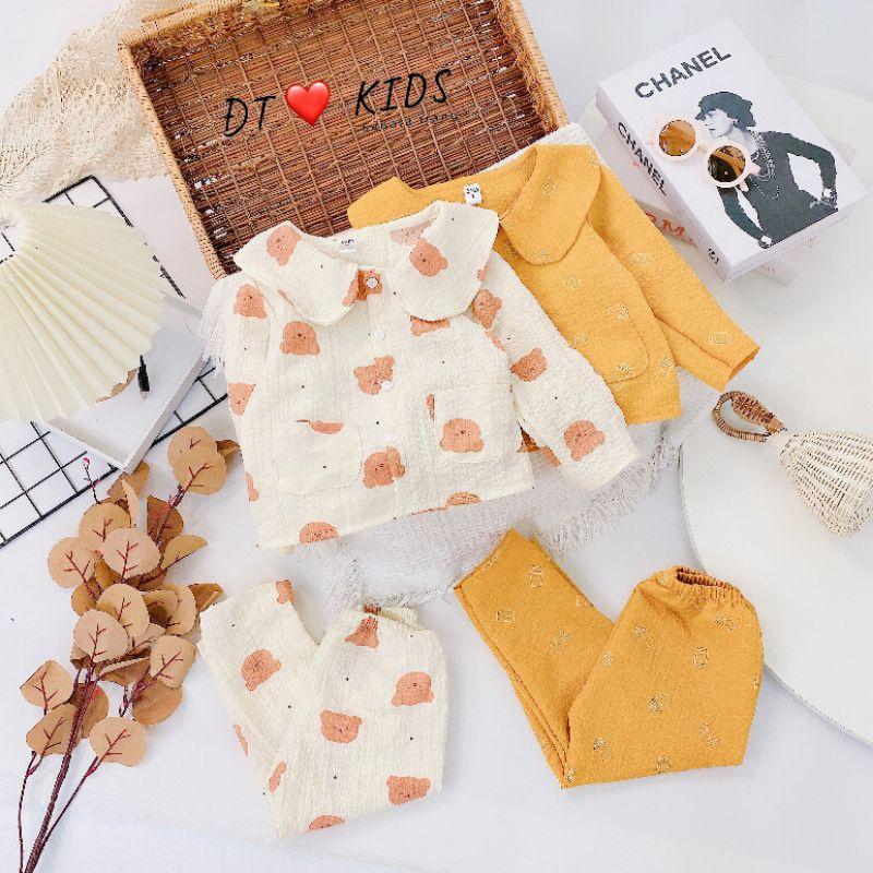 Bộ Pijama cho bé gái từ 9-20kg chất xốp nhăn