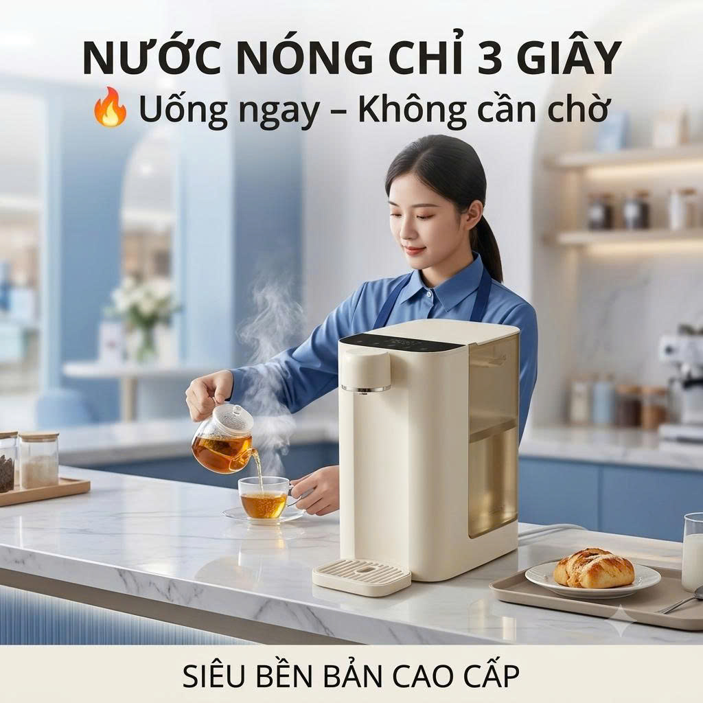 Máy Nước Nóng Để Bàn Cao Cấp | Nước Nóng Chỉ 3 Giây | 5 Mức Nhiệt Độ | Thiết Kế Hiện Đại