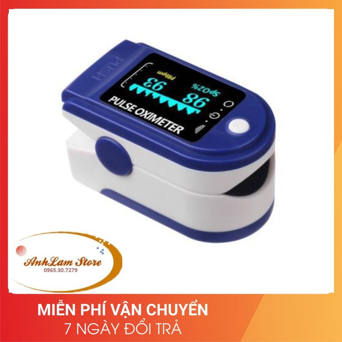 Máy đo nồng độ oxy, SpO2, nhịp tim, độ bão hòa bằng xung đầu ngón tay với màn hình LED Fingertip Clip Pulse Oximeter L-ED Display Mini SpO2 Monitor Oxygen - Anhlam Store