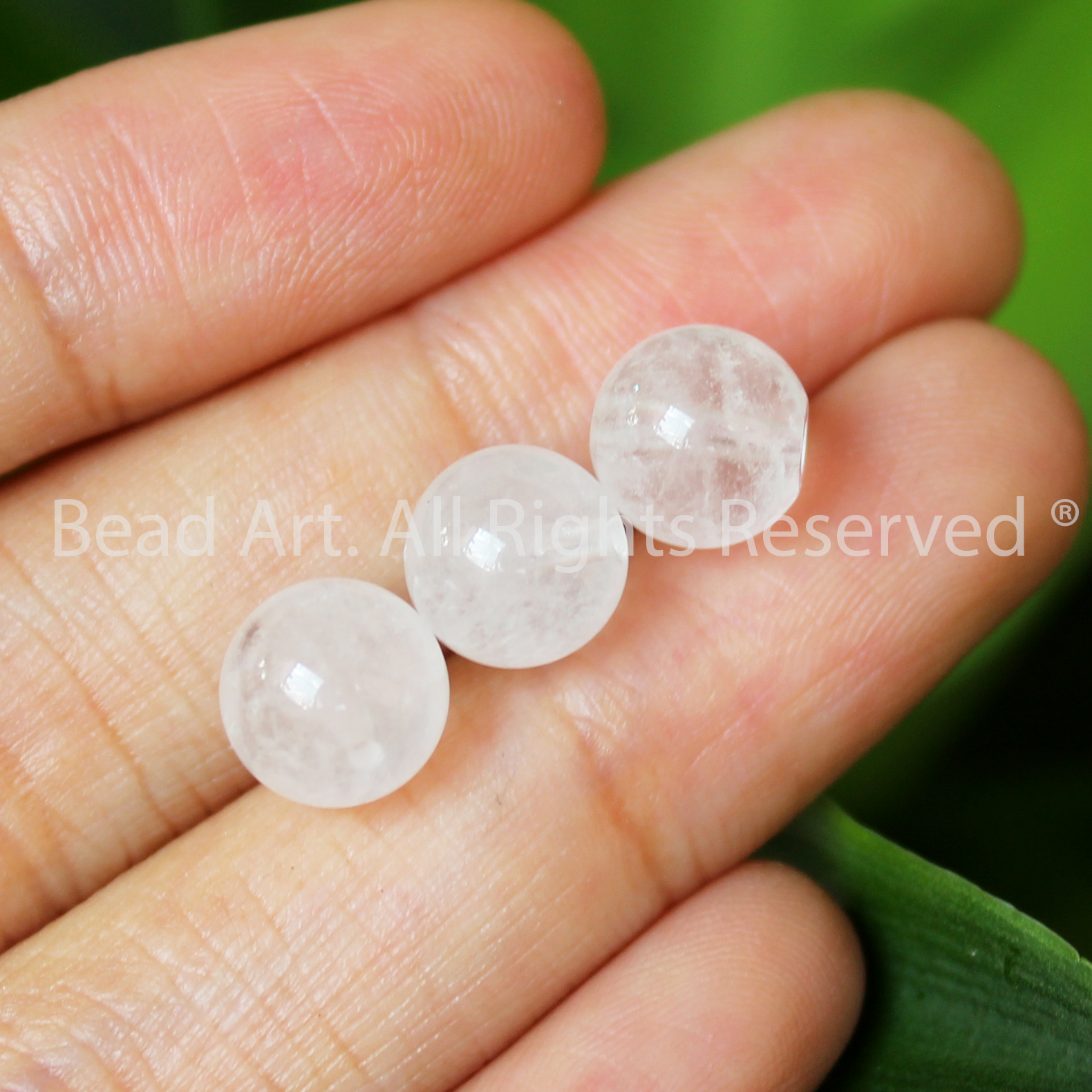 [1 Hạt/3 Hạt] 8MM Đá Thạch Anh Trắng Tự Nhiên Loại A, White Quartz, Phối Vòng Tay Phong Thuỷ, Chuỗi Hạt, Trang Sức, Mệnh Kim, Thuỷ - Bead Art