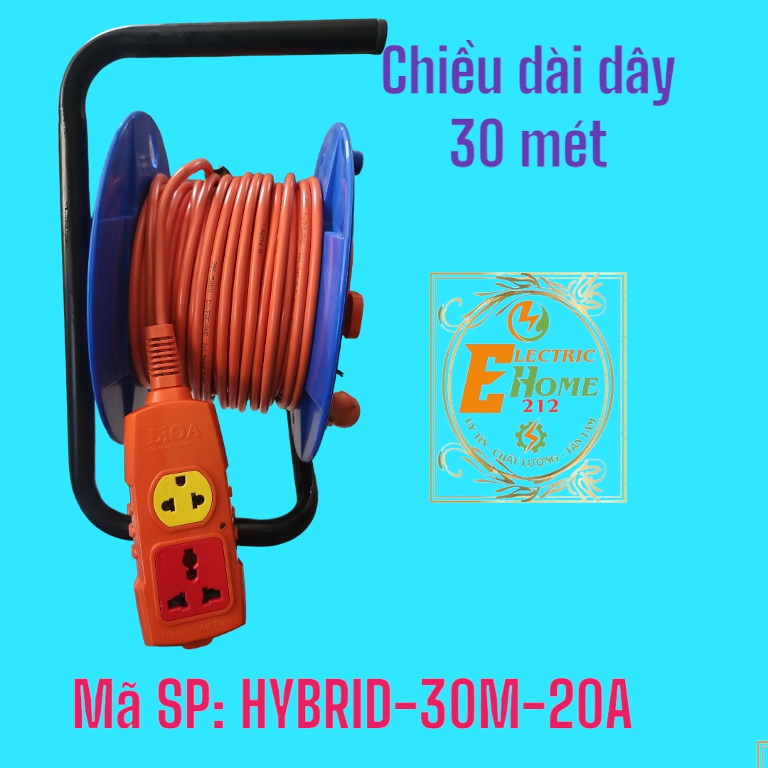 Ổ cắm kéo dài kết hợp LIOA có chống quá tải bằng CB - Ổ điện kéo dài xách tay LIOA 30 mét – 20A