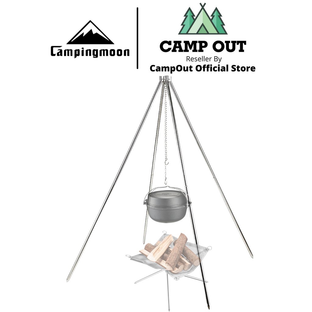 Đồ cắm trại kiềng treo nồi 4 chân campingmoon campoutvn MT-130 du lịch dã ngoại hợp kim tốt sang trọng gấp gọn chịu tải cực tốt dễ dàng mang theo A086