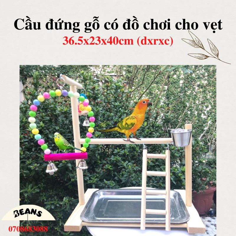 Cầu đứng gỗ dành cho chim, vẹt size nhỏ, size trung 36,5x23x57