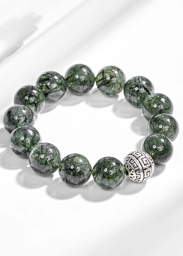 Vòng Tay Đá Thạch Anh Tóc Xanh Phối Charm Bạc Ngọc Quý Gemstones