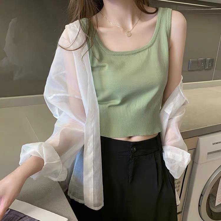MS569 Áo ba lỗ trơn bo gấu Quảng Châu