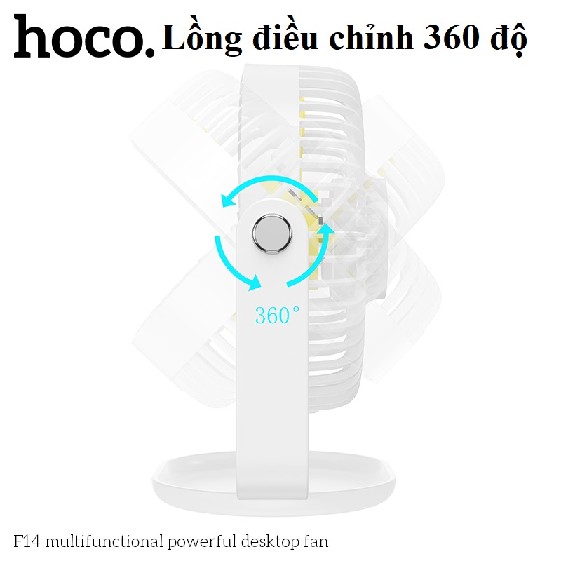 Quạt usb mini để bàn treo tường kiêm đèn ngủ dùng cho nhiều mục đích hoco F14 _ Hàng chính hãng