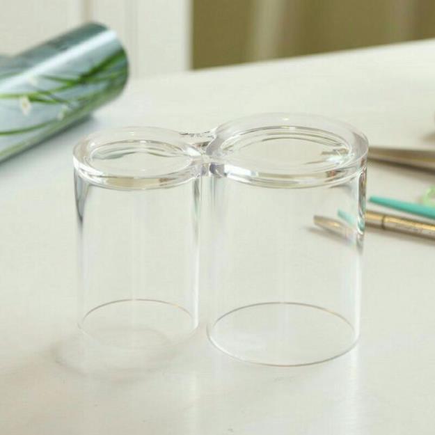 Bộ cắm chổi phấn son,bút kẻ mắt nhựa 2 cốc và 3 cốc pha lê cao cấp GDTH