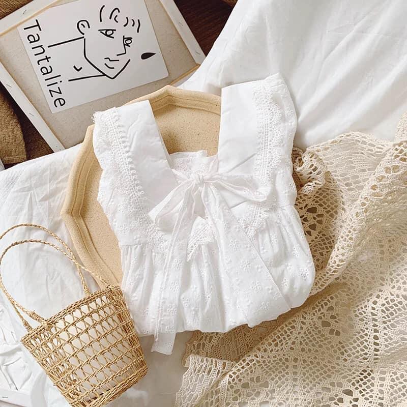 Váy công chúa trắng cotton hè cho bé gái V109 LUXKIDS - Đầm xinh mùa hè cho bé