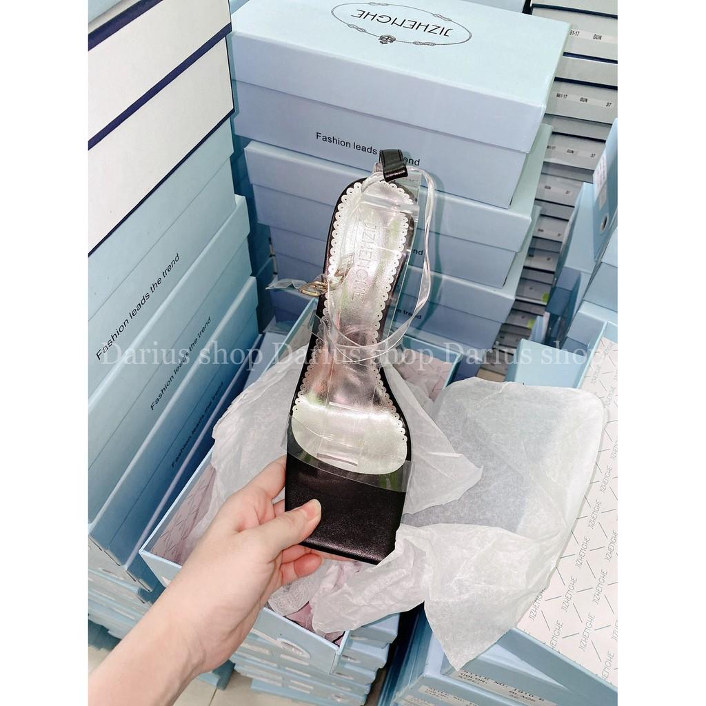 Giày SANDAL hàng QC FULL BOX quai trong mũi vuông gót nhọn - 19108