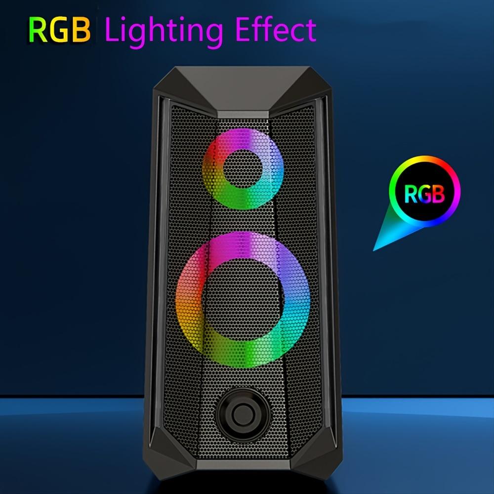 Loa chơi game RGB máy tính với điều khiển âm lượng máy tính để bàn 10W 2.0CH Stereo Monitor Monoredia SubwoDofer usb Powered Cáp 3,5mm: Đen
