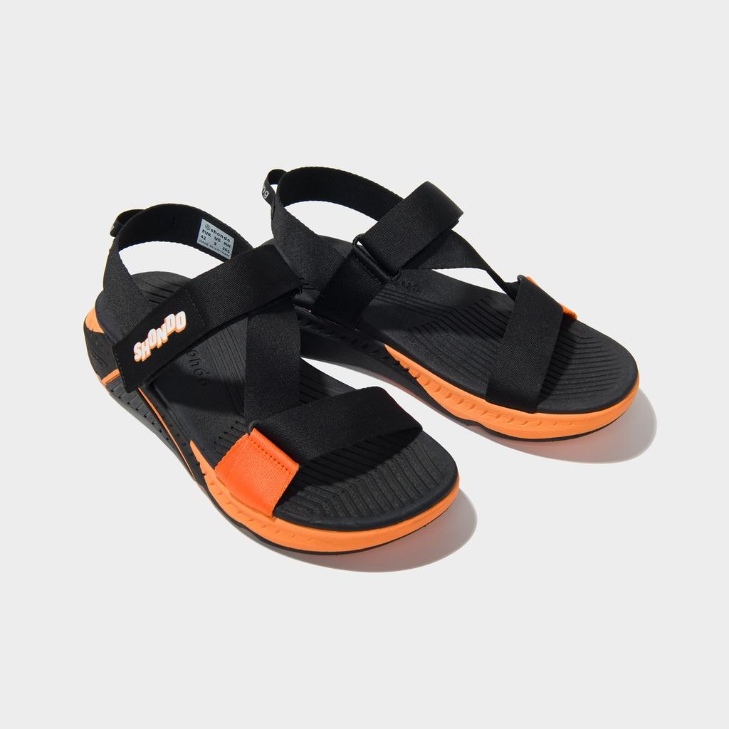 Giày Sandals Nam Nữ Shondo F7 Racing Đế Đen Phối Cam F7R1080