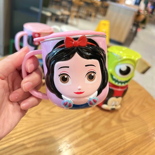 Ly giữ nhiệt Disney có nắp hình Bạch Tuyết nổi 3D cho bé 260ml - LYSNOWWHT