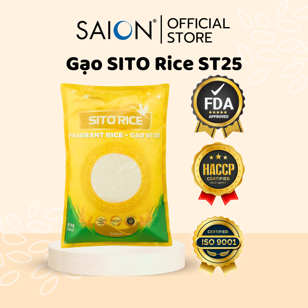 Combo 2 Túi Gạo Sito ST25 5kg Tặng 1 Túi Bún Gạo Lứt Vijoy 200g - Saion Official