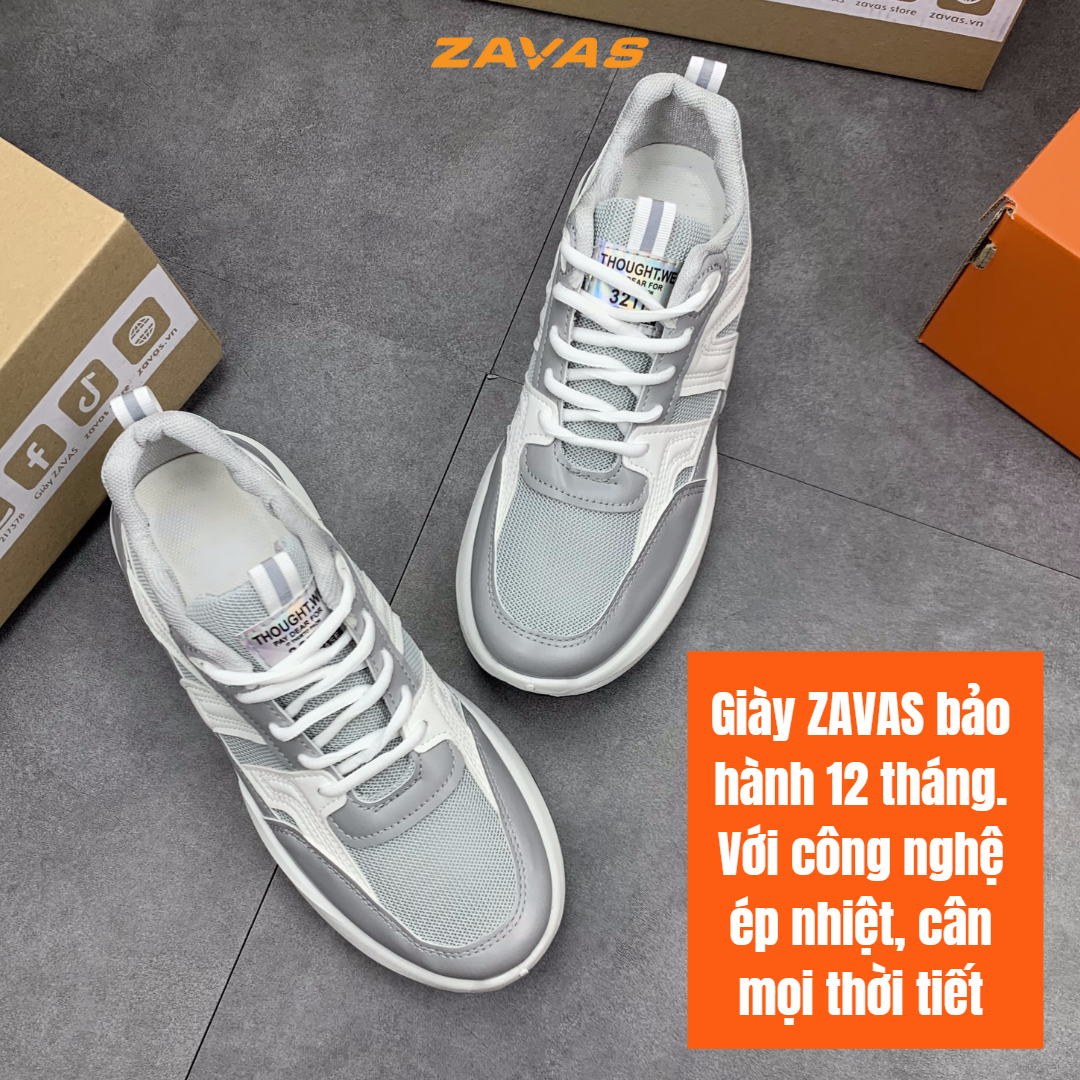 Giày thể thao sneaker nam ZAVAS thời trang đế cao 3cm lưới thoáng khí chạy bộ, đi chơi form giày gọn gàng êm chân - S422