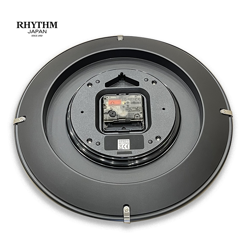 Đồng hồ treo tường Nhật Bản RHYTHM CMG519NR02, Kt 30.0 x 4.0cm, 740g, Vỏ Nhựa màu đen