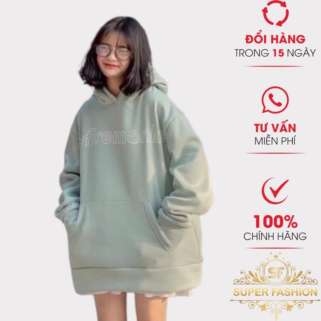 Hình ảnh Áo Hoodies Nữ FASHION Chất Nỉ Dày Mịn Tay Phồng Form rộng In Chữ Mặc Đẹp Thoải Mái