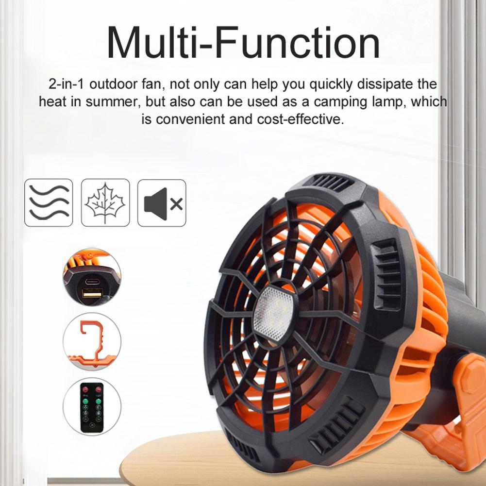 Quạt Máy Cắm Trại Kèm Đèn Pin 3 Độ Sáng 2 Trong 1 Tiện Nghi Phù Hợp Hoạt Động Ngoài Trời Có Kèm Điều Khiển Từ Xa