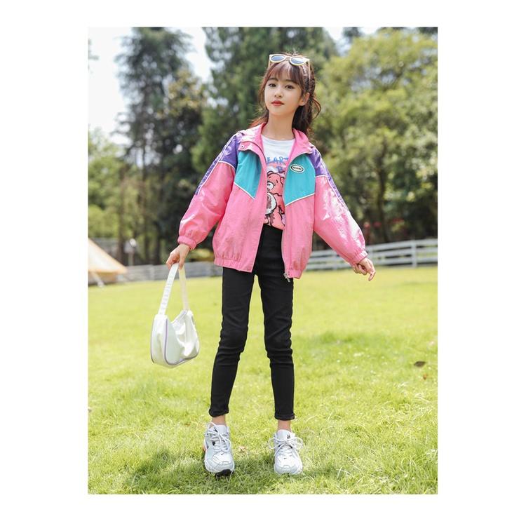 AK64 Size120-170 Áo khoác gió bé gái-chất gió đẹp mịn Thời trang trẻ Em hàng quảng châu