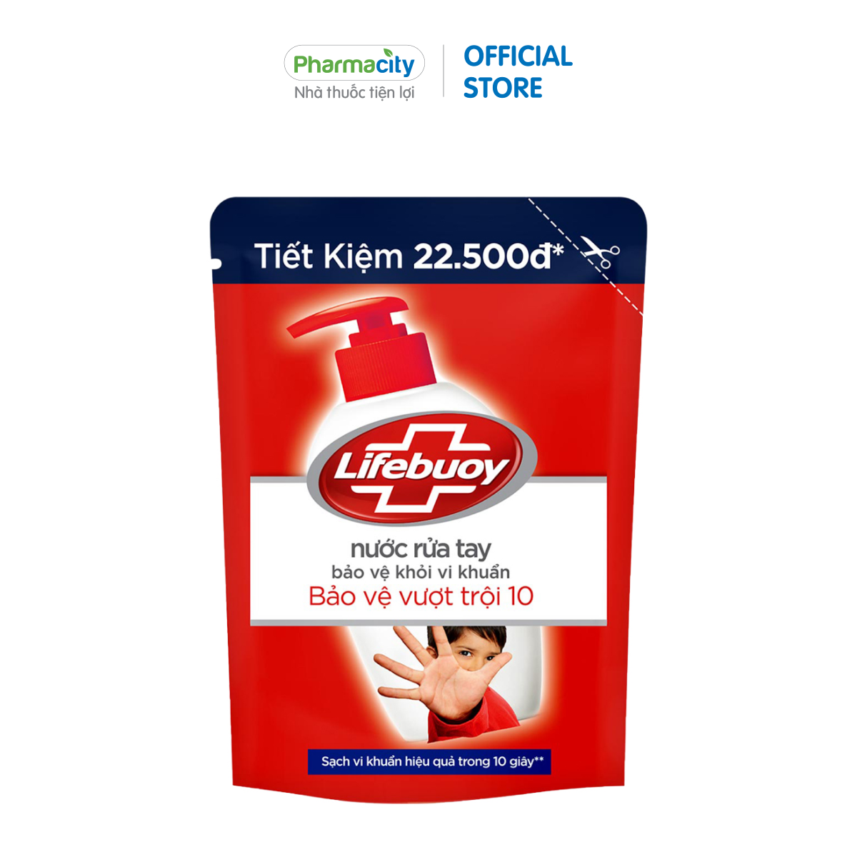 Nước rửa tay bảo vệ khỏi vi khuẩn Lifebuoy Bảo Vệ Vượt Trội 10 (Túi 400g)