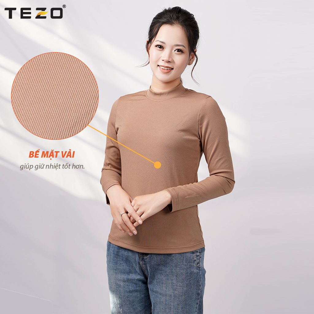 Áo thun tăm nữ cao cấp TEZO cổ 3 phân tay dài body 6 màu tươi trẻ thích hợp cho mùa thu đông