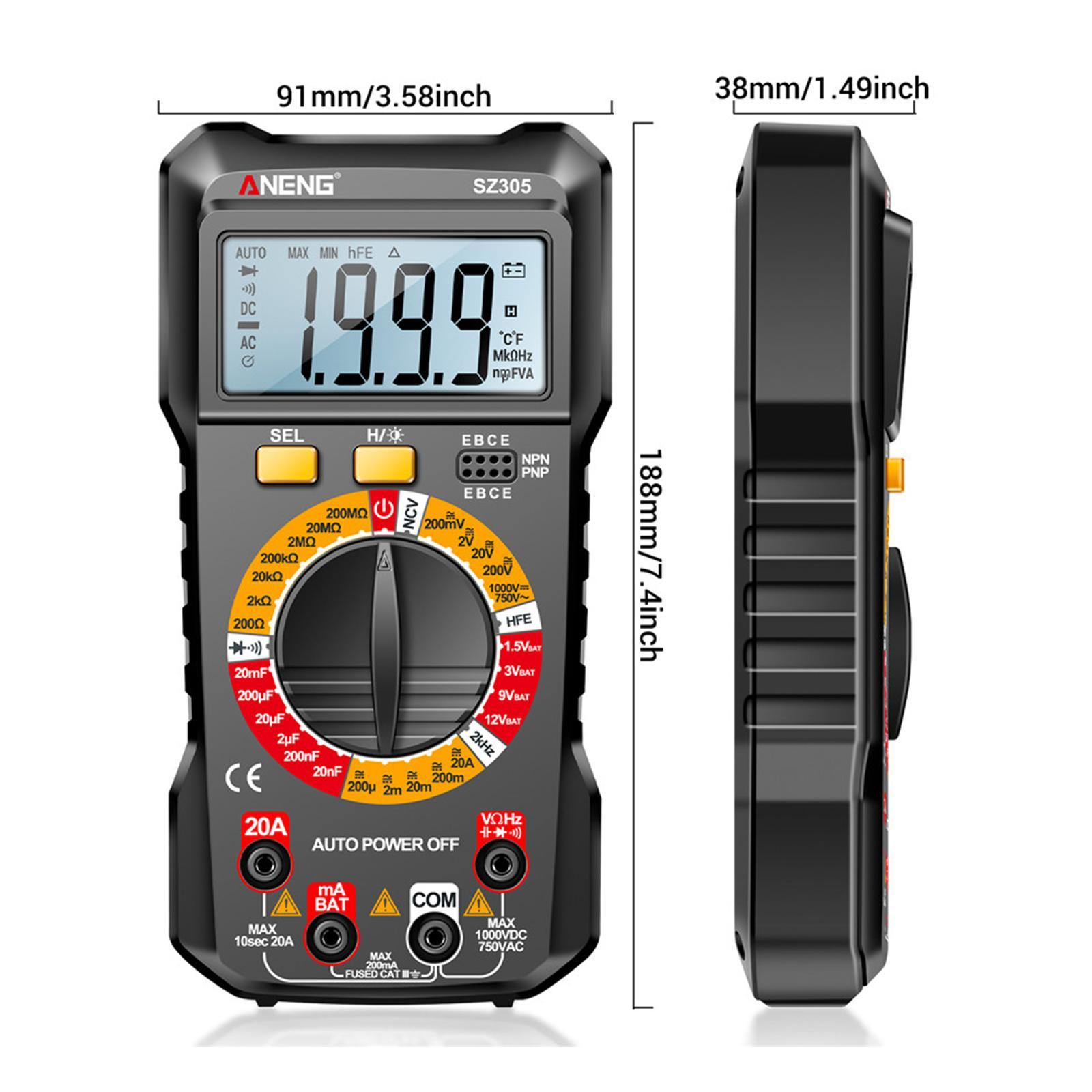 Digital Multimeter DC Voltmeter LCD Display DC Current Non-contt Meansures Ncv Auto Range Pocket Electrician Tester