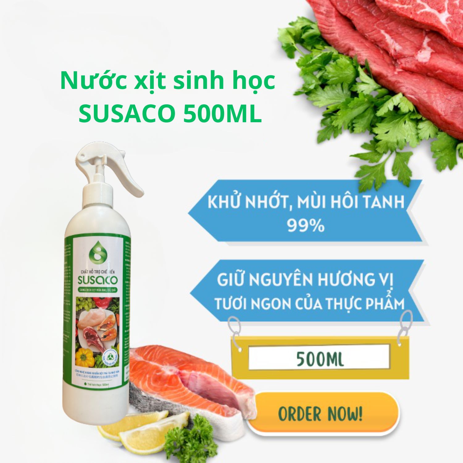 Nước Sinh Học Xịt Khử Trùng Thực Phẩm Rau Quả Trái Cây SUSACO 500ml