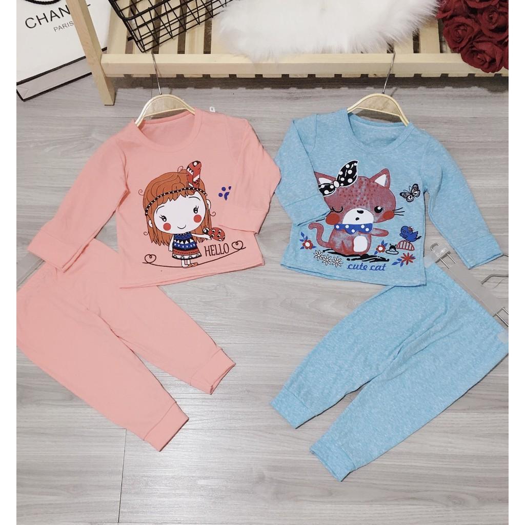 Bộ quần áo dài tay chất cotton co giãn cho bé trai và gái từ 8-18kg