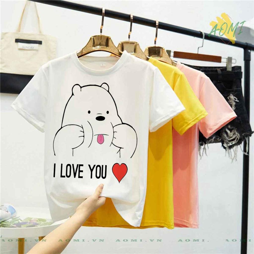 ÁO THUN WE ARE BEARS 3 CON GẤU UNISEX PHÔNG NAM NỮ GIA ĐÌNH CẶP ĐÔI ĐEN TRẮNG HỒNG SIZE TRẺ EM CHO BÉ TRAI GÁI AOMIVN