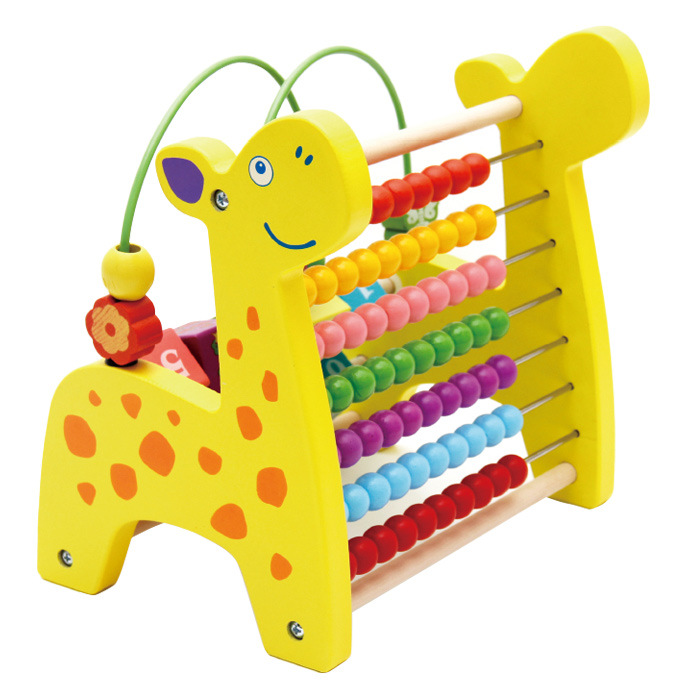 bộ đồ chơi gỗ 3 trong 1 hình hươu cao cổ, sư tử vàng và voi xanh đáng yêu cho bé
