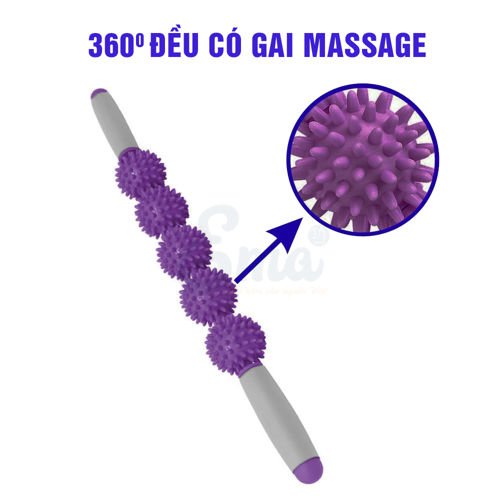 Gậy lăn massage giãn cơ Ema, con lăn 5 bóng massage thư giãn toàn thân tại nhà