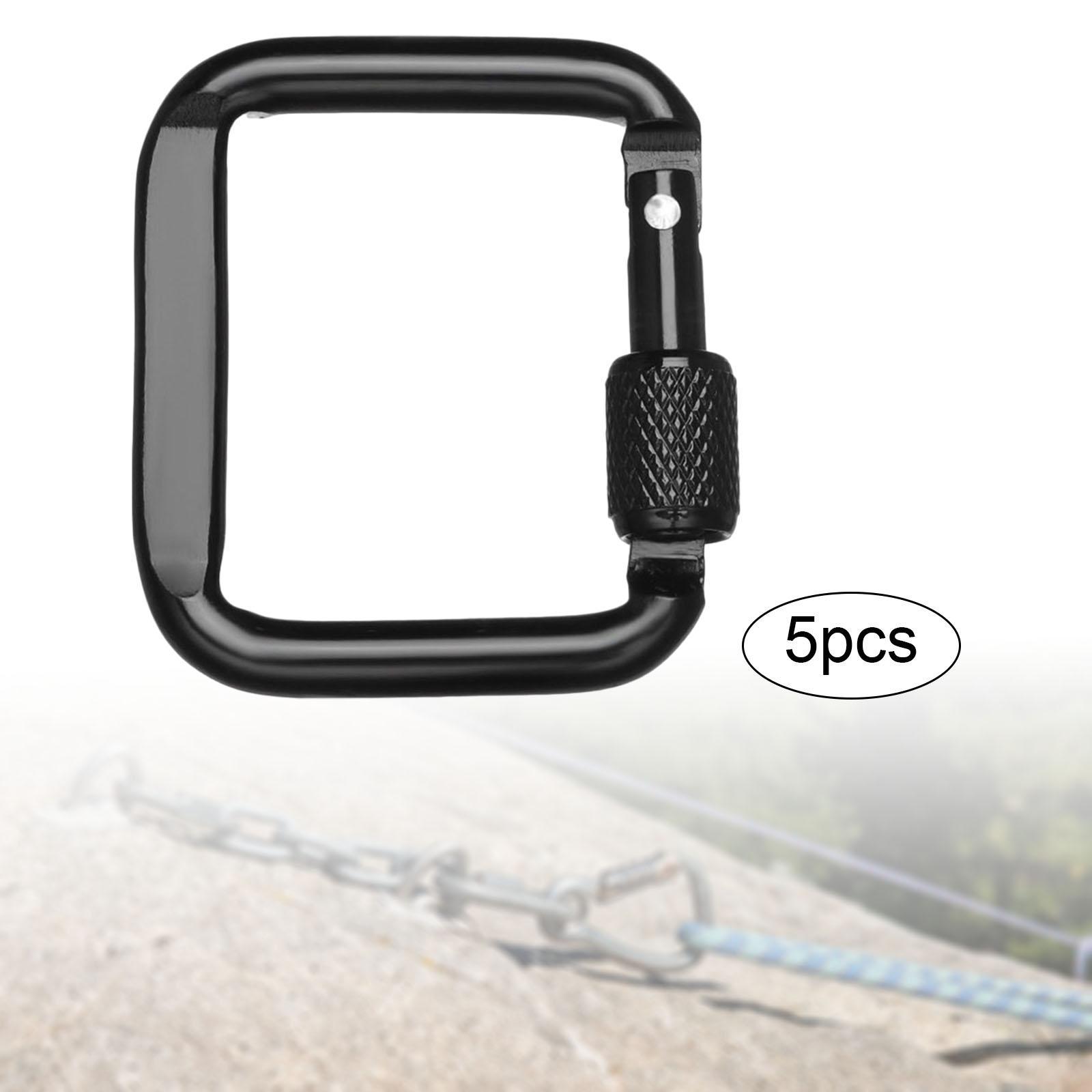 5Pcs Carabiner Clip Backpack Hanger Heavy Duty for Hiking Camping Mountain Black