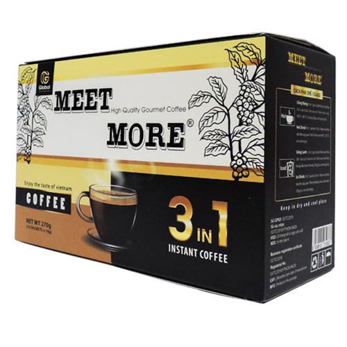 Hộp cà phê hòa tan Coffee 3in1 (18g x 15 gói) – Meet More Coffee