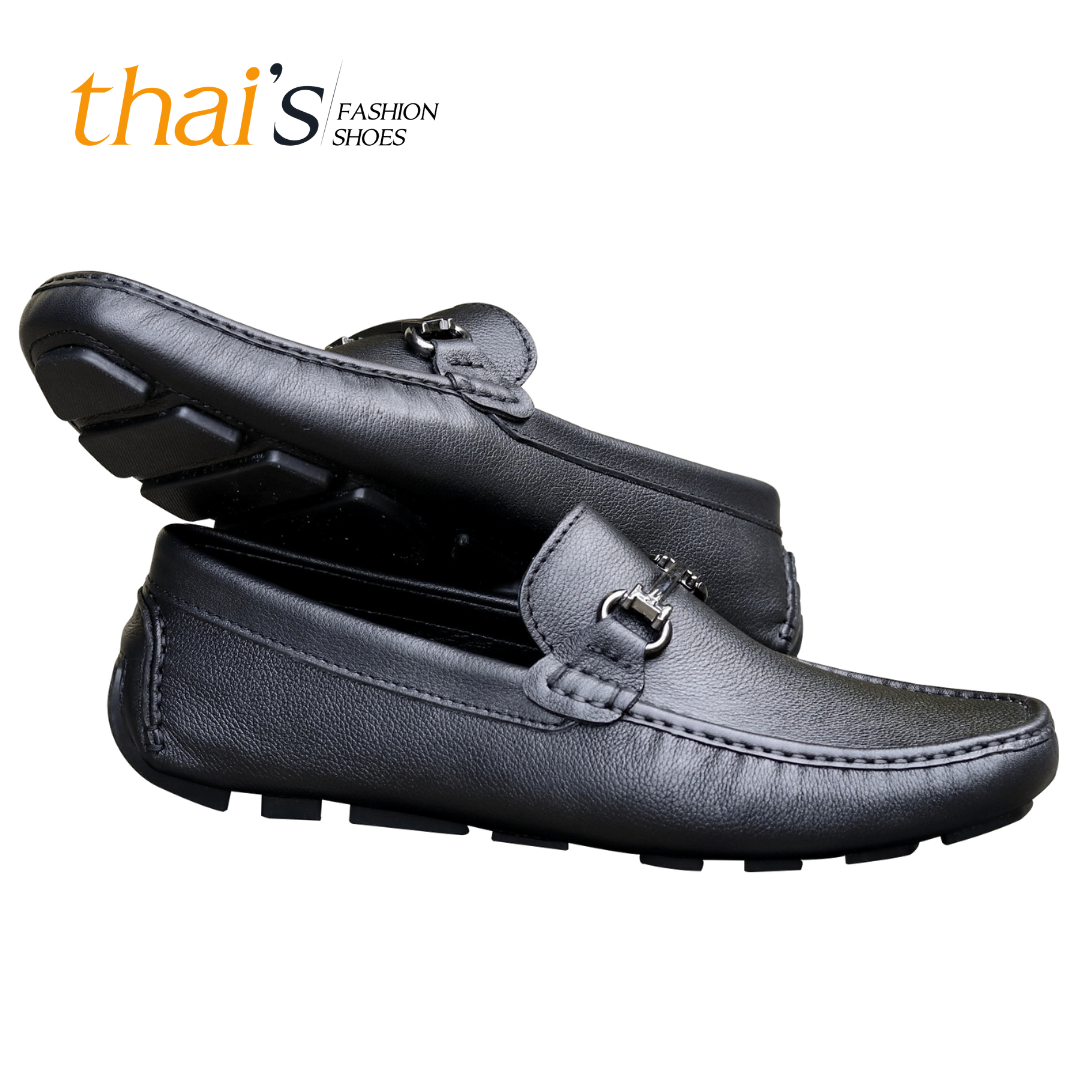 Giày mọi nam da bò thật - Giày Thái Lan - Giày da công sở, giày nam đẹp TH005 khóa màu bạc
