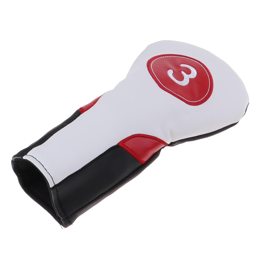 PU Golf Wood Head Cover Set For Golf Driver Fairway Hybrid White