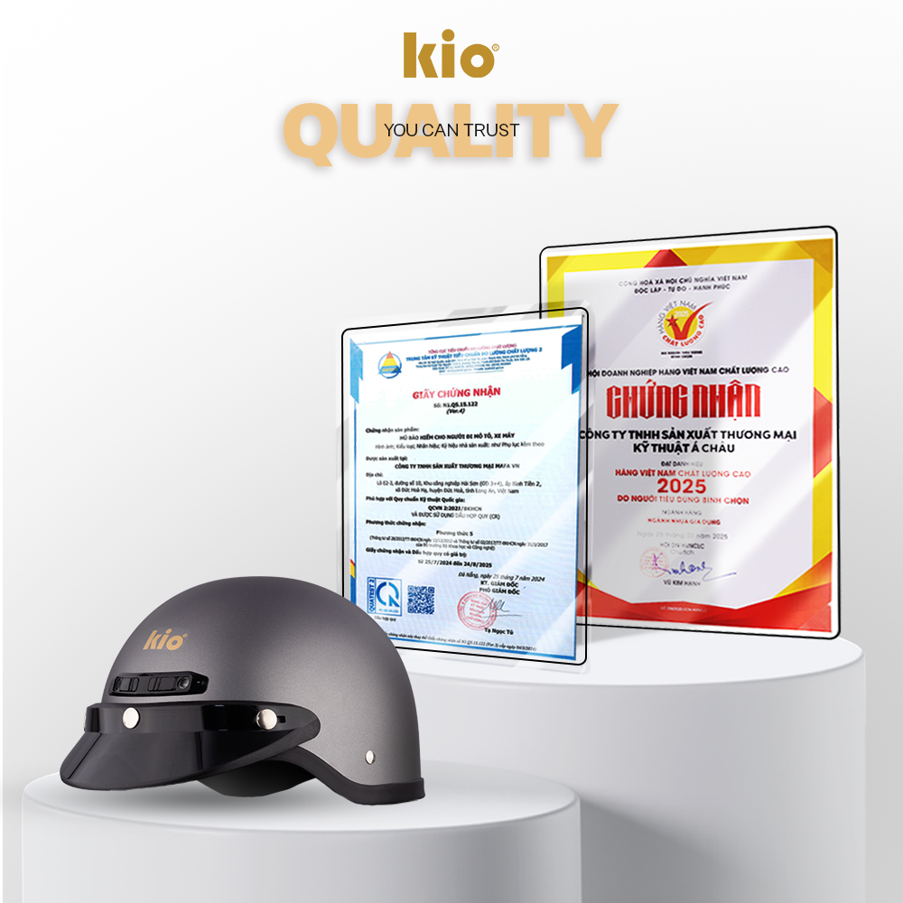 Mũ Bảo Hiểm Nửa Đầu Kio SafeStyle Metro KN05, Lưỡi Trai Che Nắng, Đệm Tai Tháo Rời, Lót Kháng Khuẩn