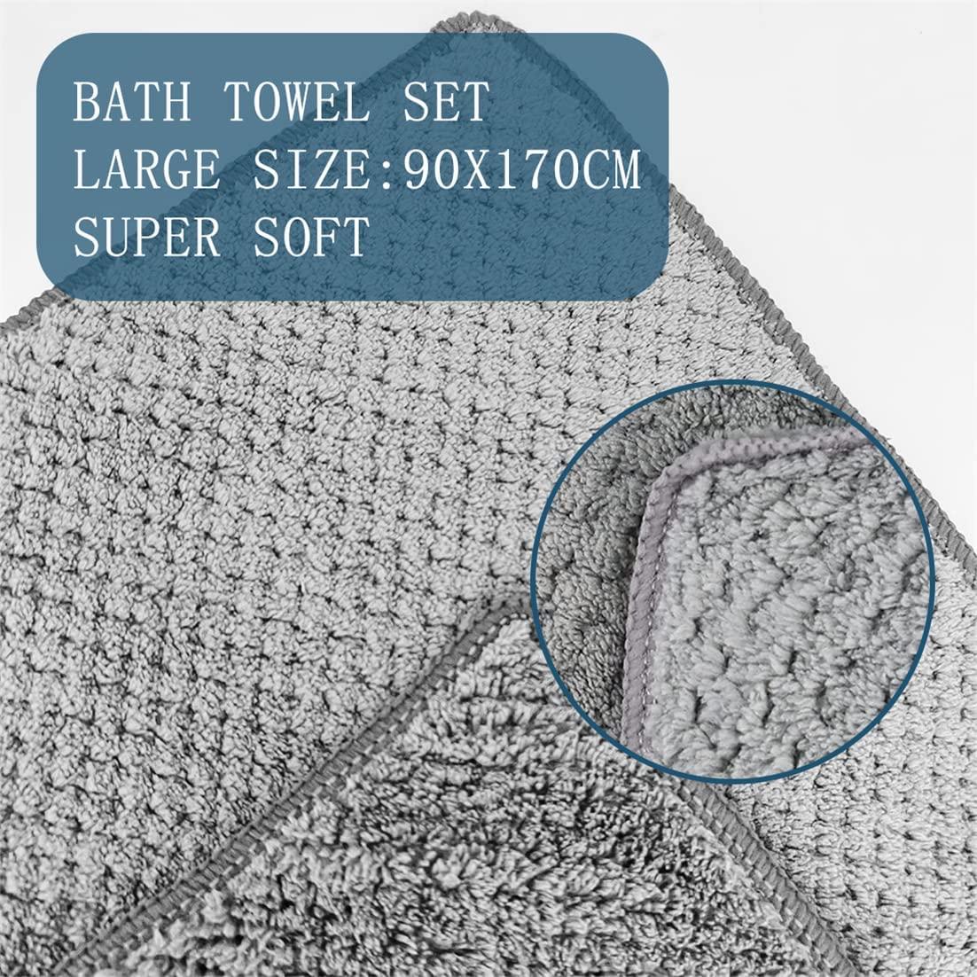 Khăn Tắm, Khăn Tắm Lớn Khăn Tắm Microfiber Khăn Tắm Siêu Thấm, Xám - 70 x 140 cm, 1 Mảnh