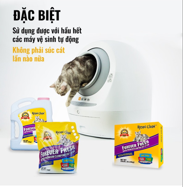 CÁT VỆ SINH CHO MÈO HYSEN CLEAN - Hysen Clean Forever Fresh Super Premium Clumping Cat Litter 4Kg