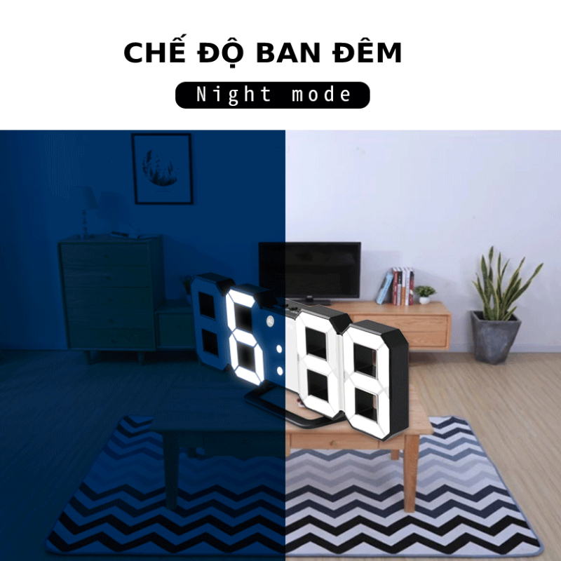 Đồng hồ LED 3D treo tường để bàn thông minh phong cách Hàn Quốc