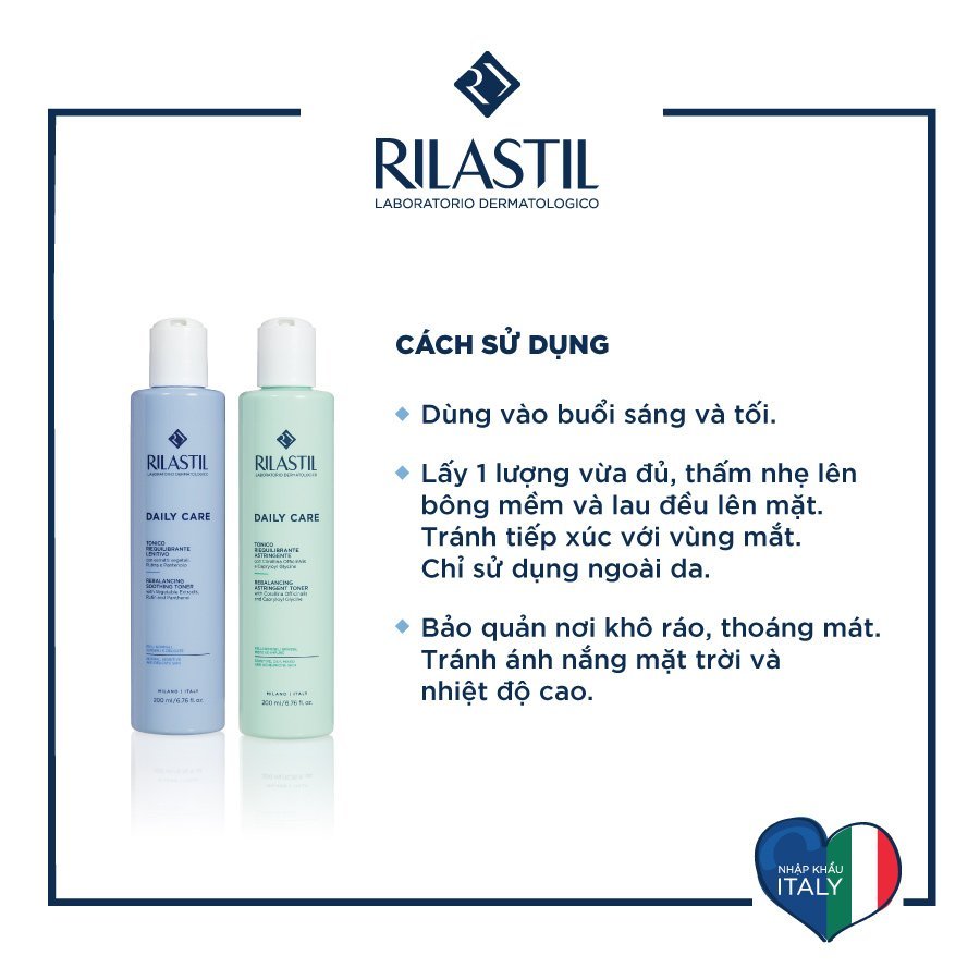 NƯỚC CÂN BẰNG DỊU NHẸ DÀNH CHO DA THƯỜNG VÀ DA NHẠY CẢM RILASTIL 200 ML -REBALANCING SOOTHING TONER