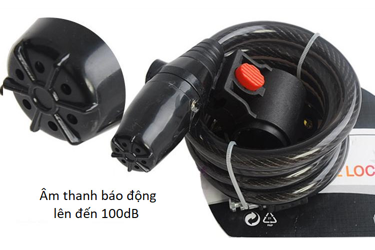 Khóa dây báo động 100dB chống trộm 120cm ( Tặng kèm 01 móc khóa tô vít ba chức năng )