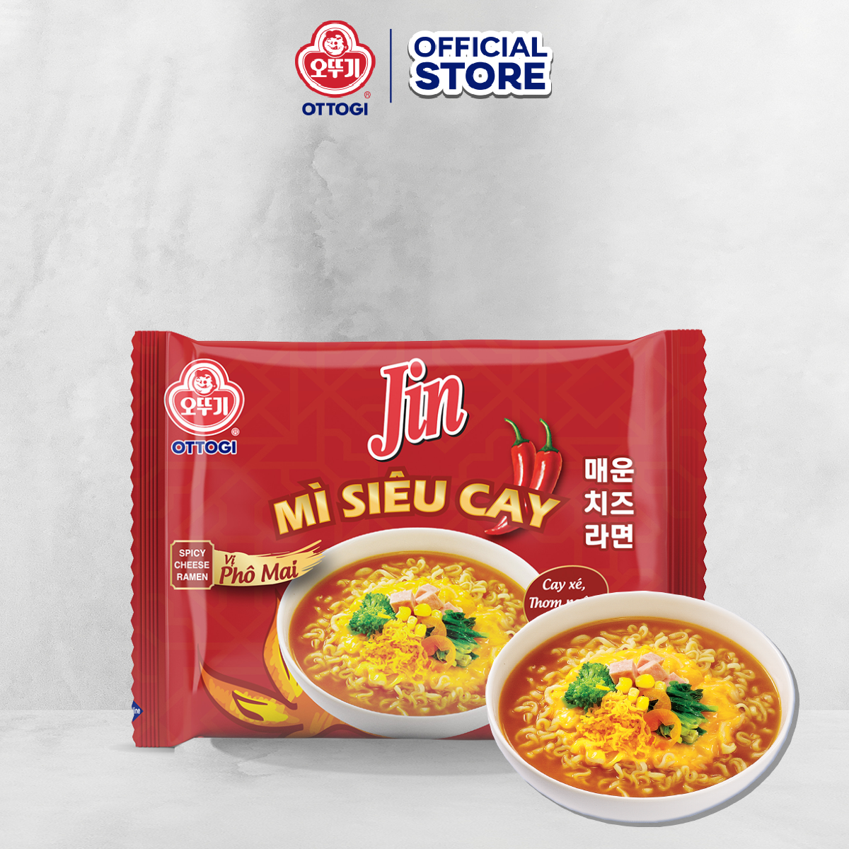 Combo 5 gói Mì Jin siêu cay vị phô mai Ottogi 105g